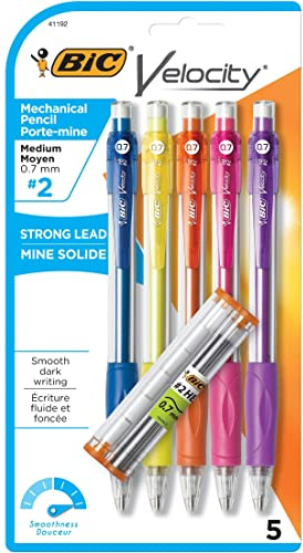 BIC Velocity Original Mechanical Pencil, Medium Point (0.7mm), 5-Count