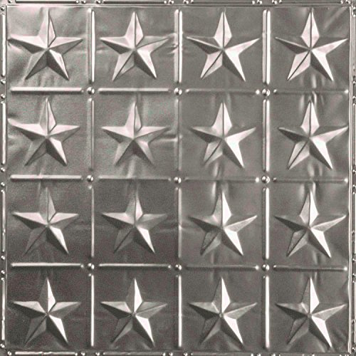American Tin Ceilings [5-Pack Kit] Nail-Up Metal Tiles Pattern #36 Americana Star Nail-Up Unfinished: 24 x 24 | Genuine Tin | Made in The USA | Model: kit-n-p36-raw