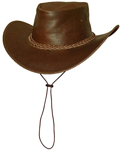 Black Jungle Broome - Cowboyhut aus Rindsleder mit Kinnriemen (XXL, Braun)
