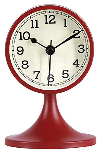 Sun Kea Round Silent Alarm Clock Non Ticking Home Office Clock with Stand Battery Operated, Large Numbers