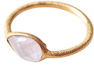 Vurmashop Damring med rosenkvarts, 18 k guld, ring med halvädelsten (10) rosa, Guld, Rosenkvarts