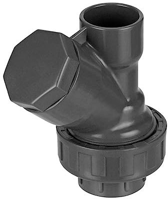 REKUBIK PVC-U Schrägsitz-Rückschlagventil Überwurfmutter 2X Klebemuffe Größe 40mm x 40mm