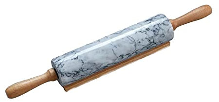 Mattarello in marmo per rullo per cottura al forno, pasticceria, pizza, facile da pulire, rullo per pasta antiaderente (Color : White, Size : 17.7in*2.4in)