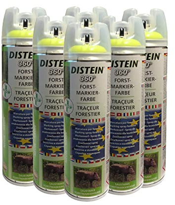6x Distein Signierspray Markierspray Forstmarkierfarbe Ergonom 360� neongelb