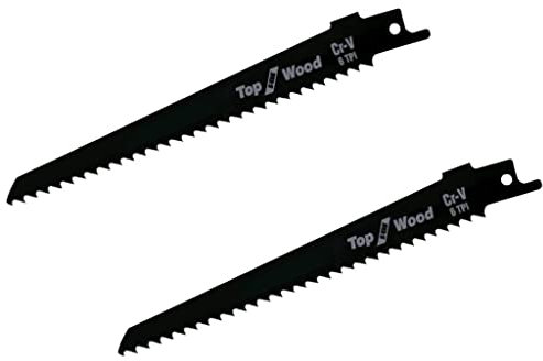 Pipestation® Lame per sega alternativa per il taglio del legno (2 pezzi) | Lama per ricetta da 150 mm 6 tpi Cr-V | Lama per sega per legno e potatura | Lame per sega a sciabola per Milwaukee DeWalt