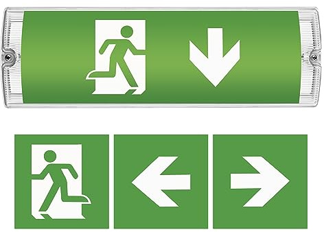 EMOS LED-Notbeleuchtung, Notausganglicht bis zu 3h Notfall-Modus, Fluchtwegleuchte mit Manuell-Prüftaste, inkl. Akkus, Notleuchte für Wandmontage, Dauerleuchte, Notausgangsschild, Weiß
