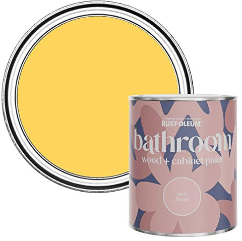 Rust-Oleum Yellow Moisture Resistant Bathroom Wood and Cabinet Paint in Matt Finish - LEMON JELLY 750ML