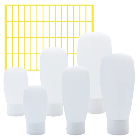 HLIWS 6 Stück Auffüllflasche,Ideal für Reisen und Camping | Silikon, 30 ml + 60 ml + 100 ml, mattierte Flasche, auslaufsicher, geeignet für Shampoo, Gesichtsreiniger und Duschgel