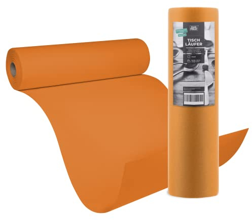 STAUBPIRAT Airlaid Tischläufer, Gastronomiequalität 65g je qm, Easy Dekoration für Ihre Feier, Fest, Event, Weihnachten, Geburtstag, Silvester, Rolle 40 cm x 24 m (Kurkuma Orange)