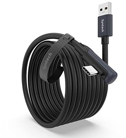 Syntech Link Kabel 5M, Kompatibel mit Oculus Meta Quest 3/3S, Quest2/1/Pro und Pico 4, PC Steam VR Zubehör, High Speed Datenübertragung, USB 3.0 zu USB C Kabel für VR und Gaming PC, Schwarz