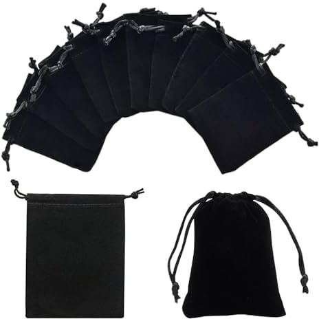 Sctmda 50 Stück Samtbeutel 7x9cm Samt Säckchen Geschenk Beutel Samtsäckchen Stoffsäckchen mit Kordelzug Stoff Geschenkbeutel Schwarz Samt Geschenktüten für Hochzeit Party