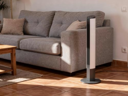 PUR LINE | Ventilador de Torre sin Aspas con Panel Táctil y Temporizador 15h – Oscilación Automática, 3 Velocidades, 3 Modos de Funcionamiento y Mando a Distancia
