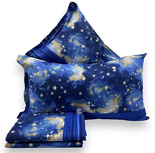L'Emporio Casa Set Lenzuola Completo di Cotone 100% Italiano Tramonto Coralli Stelle Luna Pesci Varie Misure (Singolo, Galassia)