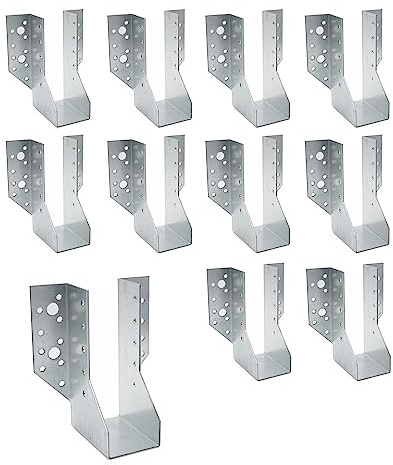 DOJA Barcelona | Soporte Viga | Pack 10 | Zapatos de Viga Tipo A | 48x136x75mm | en Zinc | Zapatos de Viga con Alas | para Soporte Poste Madera, Vigas de Madera para Pergolas, Viga Madera Exterior