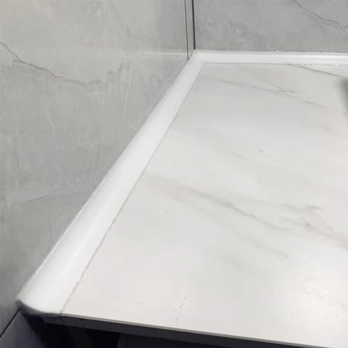Duschschwellen-Dämme, Wasserabdichtungsstreifen, selbstklebende Dichtungsstreifen aus Silikon für Arbeitsplatten, Waschbecken, Bäder, Fußböden in Nassräumen (weiß 1 m)
