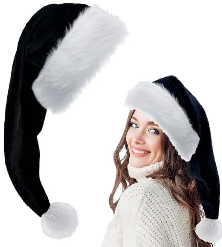 COSORO Pailletten Weihnachtsmütze für Erwachsene Kinder,Nikolausmütze Plüsche Weihnachtsmann Mütze,Warm Dicker Nikolaus Mütze Perfekt für Männer Frauen Familie Weihnachtsfeier