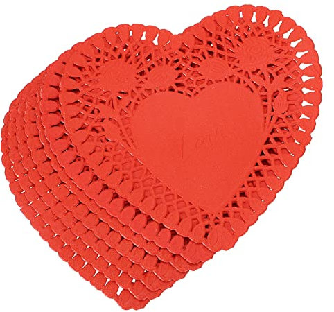 CIYODO 100 Blatt Liebe saugfähiges Papier Papierdeckchen in verschiedenen Größen Mini-Kuchendeckchen esspapier Herzförmige Papierdeckchen Hochzeitsdekoration Tischdecke Kuchen Papiermatte