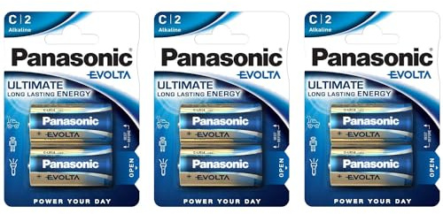 PANASONIC - Lote de 3 ampollas de 2 pilas Evolta Baby C LR14-1,5 V