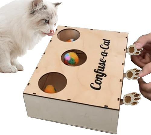 Katzenjagdbox | Verwechseln Sie eine Katzenbox - Puzzlebox Interaktive Katzenjagdbox aus Naturholz für Kätzchen, Katzenbesitzer, Haustiere