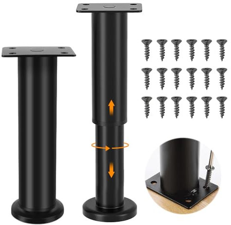 BNGXR Pieds de Meubles réglables en Hauteur avec Socle,2 Pièces Pieds de Meuble,18-30cm,en Acier laminé à Froid,Pieds réglables en Hauteur,Convient pour Meubles Lourds en métal,lit,canapé,Armoire.
