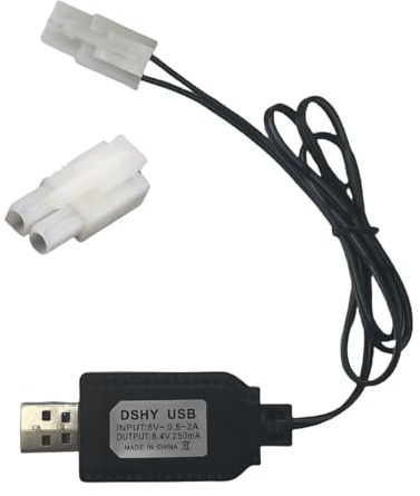 8.4V NiMH/NiCd Battery Charger Cable with Standard Tamiya Plug Compatible RC Car RC Tank RC Plane RC Boat and Other Remote Control Toys for Universal 8.4V Lipo Battery USB Charger (1)