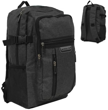 RYANAIR 40x20x25cm Carry On Underseat Cabin Backpack - Airline Approved Travel Rucksack - Approved for EasyJet, Jet2, RyanrAir, Virgin Atlantic, KLM (Black)