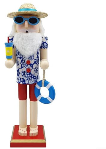 Feegow Grande figura di schiaccianoci di Natale ornamento 38 cm, in legno, decorazione natalizia tradizionale natalizia (A)