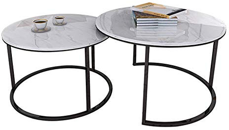 IUBGFTO Beistelltisch/Endtisch, Couchtisch, 2er-Set, nordischer Satztisch, Marmortischplatte, Couchtisch für Wohnzimmer, Schlafzimmer, Büro, Empfang, Studio,#2-C
