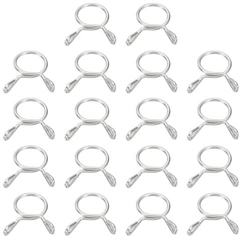 sourcing map Fuel Line Hose Clips, 18Pcs 10mm ID 11.5mm Max. ID 304 Stainless Steel Water Pipe Air Tubing Spring Hose Clamps for Motorcycle Scooter ATV, Silver