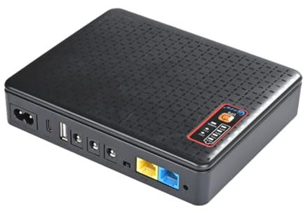 Fangxuee DC UPS Mini Fuente de Alimentación Ininterrumpida Router Módem Batería 16000mah Tapy-C 5v 9v 12v UBS LAN POE Mini Power EU-PLUG