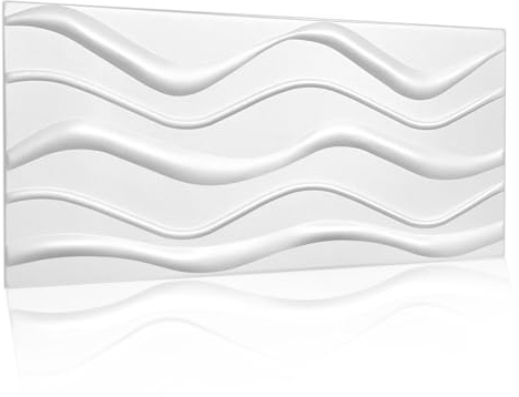 Paneele Polystyrol XPS reines Styropor – Leichte Wandverkleidung 100x50 cm – Moderne Deckenpaneele Wanddeko – Einfache Montage Big Wave Weiß .XL 4m² - 8 Stück