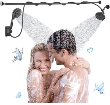NJDQFA Système De Douche Colonne De Douche pour Couples,Réglable Barre De Douche Ensemble De Douche Set,Multimodal Double Pommeau De Douche,Noir