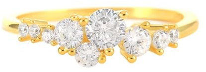 Mesnt 14K Gelbgold Goldring Damen 585 Echtgold mit Runde Form Moissanit, Größe 54 (17.2)