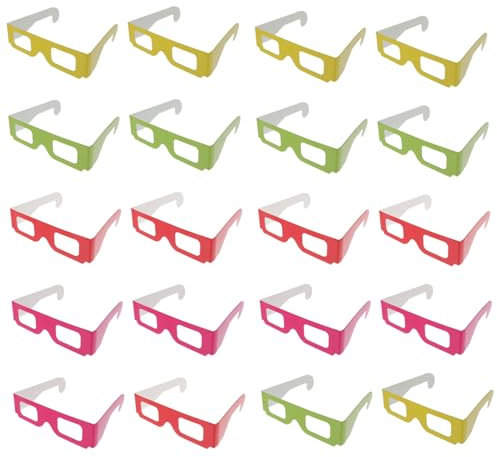Lunettes 3D pour Fête Lunettes Stéréoscopiques pour Anniversaire 20 Pièces Cadre en Carton