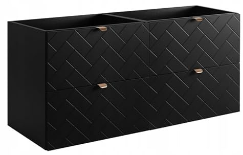 RODAN Waschbeckenunterschrank Hängend Schwarz mit 2 Soft-Close Schubladen | Badezimmer Unterschrank Waschbecken mit ABS-Kanten, Waschtischunterschrank, Bad Schrank MDF-Korpus 46 x 120 x 61 cm