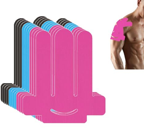 ANAMPION Precut Kinesiology Tape for Shoulder 12Count(Black+Blue+Pink) | Waterproof Shoulder Tapes for Pain Relief,Original Cotton Athletic Tape,Durable Shoulder Tape for Sports&Long-Lasting Support