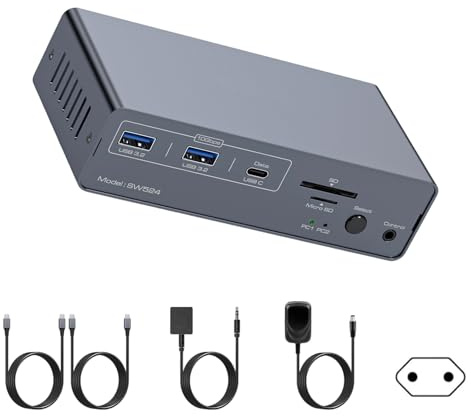 THINCAN Docking station USB C KVM con display 4K60Hz HDR10 USB 3.2 10 Gbps / S trasferimento dati Gigabit Ethernet per più dispositivi