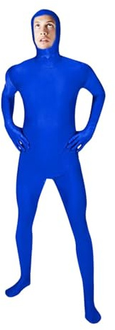 PAIDAXING Traje Zentai unisex de cuerpo completo para mujer y hombre, disfraz de Halloween para adultos, divertido y feo de segunda piel, elástico, de licra, para cosplay, 02-azul, XXL