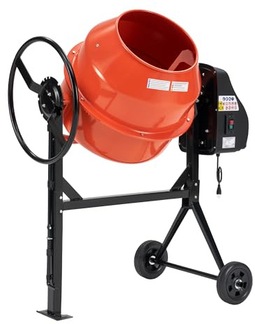 SPECRAFT 4.9 Cu.Ft. Electric Cement Mixer, 550W Portable Concrete Mixing Machine with 140L Drum, 110V Motor, 30RPM Rotation for Mortar, Stucco, and Feed