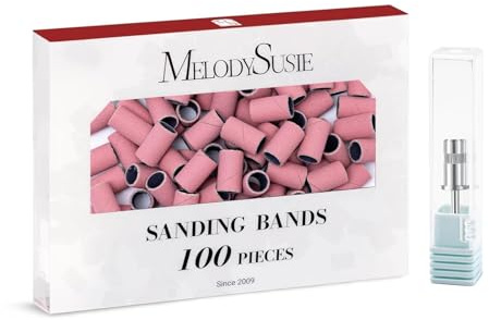 MelodySusie 100 Pcs Bandes de Ponçage pour Ponceuse à Ongles, Lime à Ongles pour Ongles en Acrylique Gel Embouts Manchons pour Manucure et Pédicure (Rose)