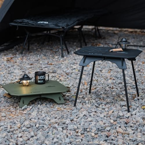 HZGAMER Folding Camp Table, 2 in1 Adjustable Height(16 inch/4 inch) Foldable Camping Desk, Outdoor Camping Table Picnic Table for Cooking, Beach, Hiking, Travel, Fishing, BBQ