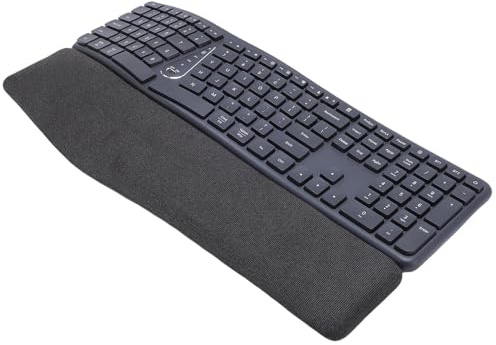 Asixxsix Wireless Ergonomic Keyboard, Split Design with Cushioned Wrist Rest, Bluetooth and 2.4G Connectivity, Rechargeable Battery, Adjustable Tilt Angle, for Mac, Laptop