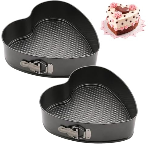 EUBSWA Springform Herz 17,5x14x5 cm - 2 Stück Kleine Kuchenform Mit Antihaftbeschichtung für Backform,Backformen,Tortenform,Kuchenformen,quicheform, tarteform,springformen