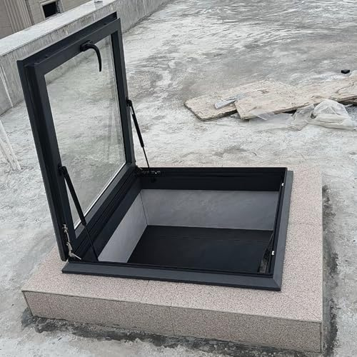 Skylight-Fenster aus Aluminiumlegierung, Dachfenster mit doppeltem gehärtetem Glas und manueller Belüftung, für Dachboden/Veranda, geneigtes oder flaches Dach, Größe anpassbar (70 x 50 cm/27,6 x 19,7