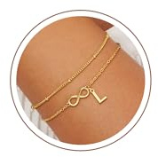 Einschulung Geschenk - Infinity Armband mit Buchstaben für Frauen Mädchen | Vergoldet/Versilbert Armband Hypoallergen Armbänder Geburtstagsgeschenk Geschenke für Frauen Mädchen Kinder Schmuck