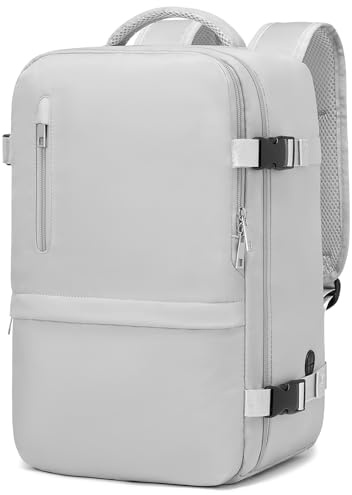 Xkdoai Zaino 40x30x20 per Ryanair Zaino da Viaggio Bagaglio a Mano 40x30x20 Ryanair con Borsa Antifurto e Tasca per Bottiglie per Viaggi Brevi Grigio Chiaro