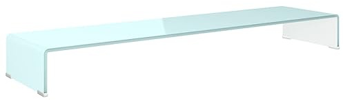 Mokuyary Supporto per televisore/monitor in vetro verde, 120 x 30 x 13 cm, supporto per schermi da scrivania, organizer per monitor, altezza dello schermo per PC portatile stampante computer