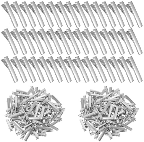 200 Stück Krokodilklemmen Haare,Haarclips Kleine Einfarbige Silberfarbene Haar Klammern Klein Krokodil Clips Spangen Haare Haarklipse Damen Haarklammern Metall Entenschnabel Haarspang(32mm)