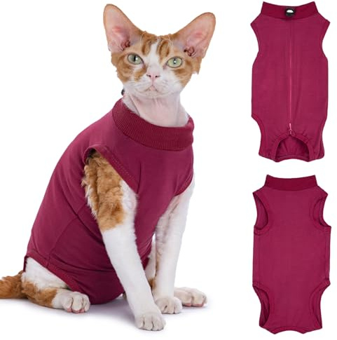 Cyponpy Cat Surgery Recovery Suit Onesie for Cats Bodysuit Stop Licking with Zip Post Op Cat Surgical Suit Medical Bodysuit Kitten Recovery Suits Cats Onesie After Surgery Protective Vests Spay Shirt