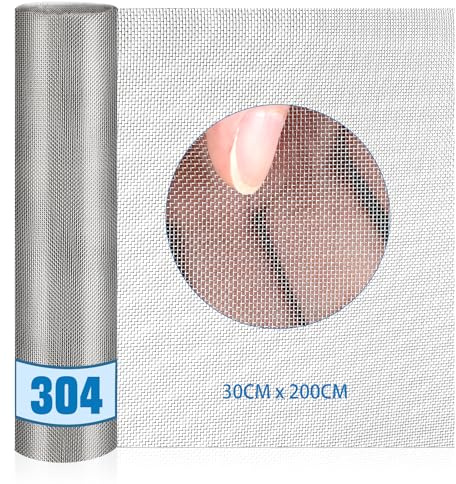 Exsink Malla De Alambre Y Malla Metálica, Acero Inoxidable 304, 30*200CM, Malla Fina, Rollo For Ventilación, Jardín, Cocina, Ventanas, Previene Ratones, Insectes, Serpientes, Filtración Y Mosquitera